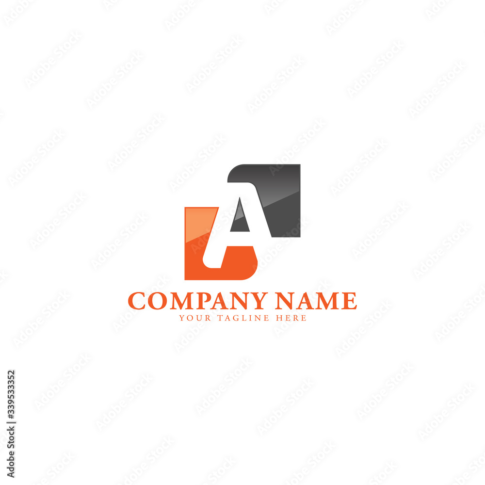 letter A negative space style design with square shape letter A negative space style design with square shape