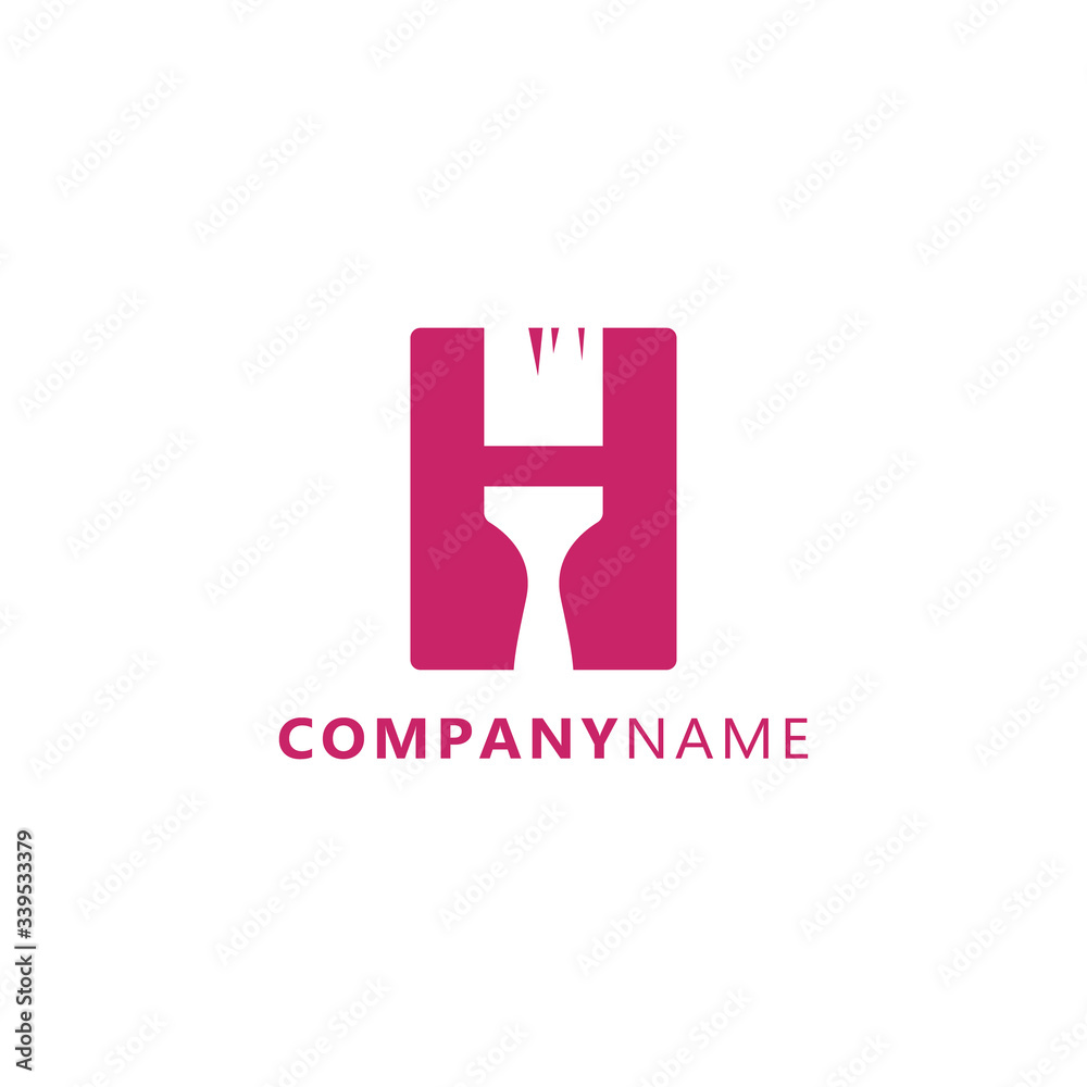 letter H with paint brush negative space logo letter H with paint brush negative space logo