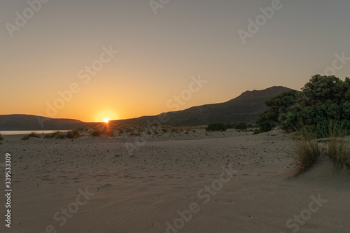 Fototapeta Naklejka Na Ścianę i Meble -  Beautiful sunset at Simos beach in Elafonisos.
