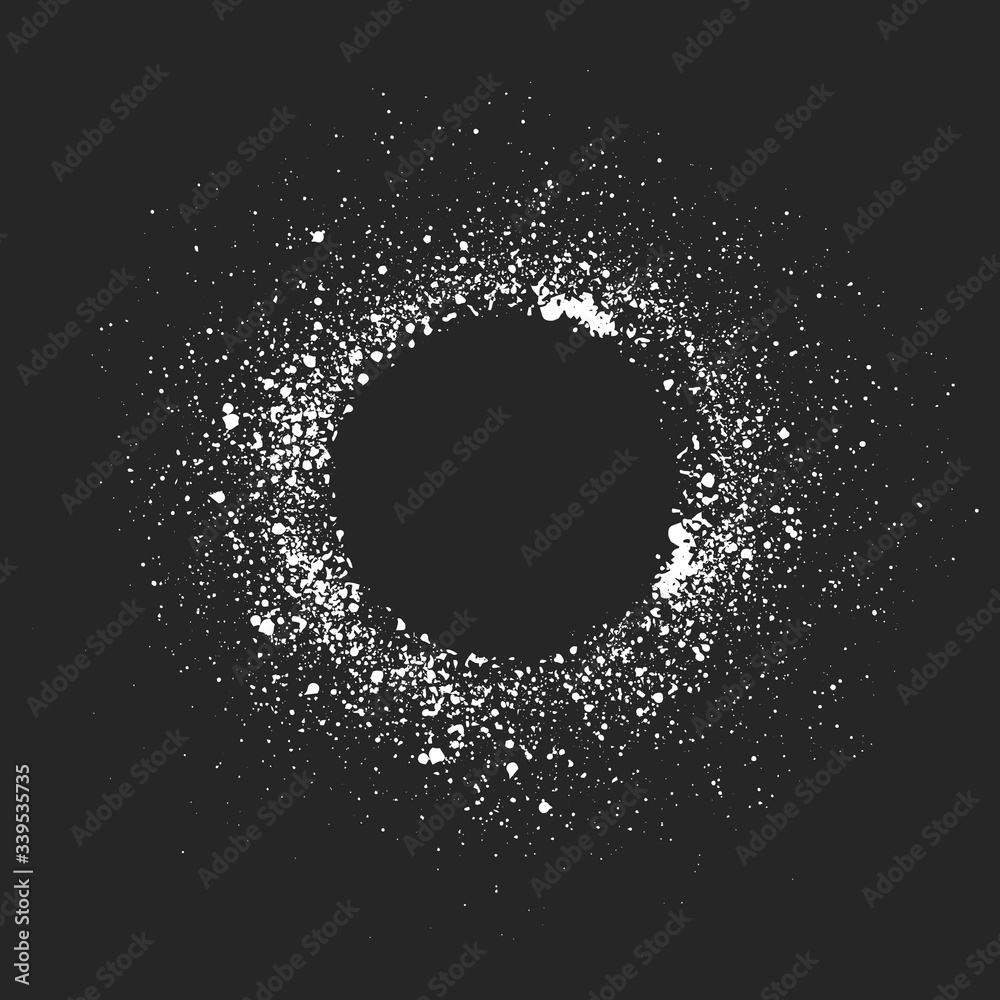 Graffiti paint frame. Grunge round spray text banner. Vector isolated illustration. Hand drawn airbrush ink dot background. Graffiti paint frame. Grunge round spray text banner. Vector isolated illustration. Hand drawn airbrush ink dot background.