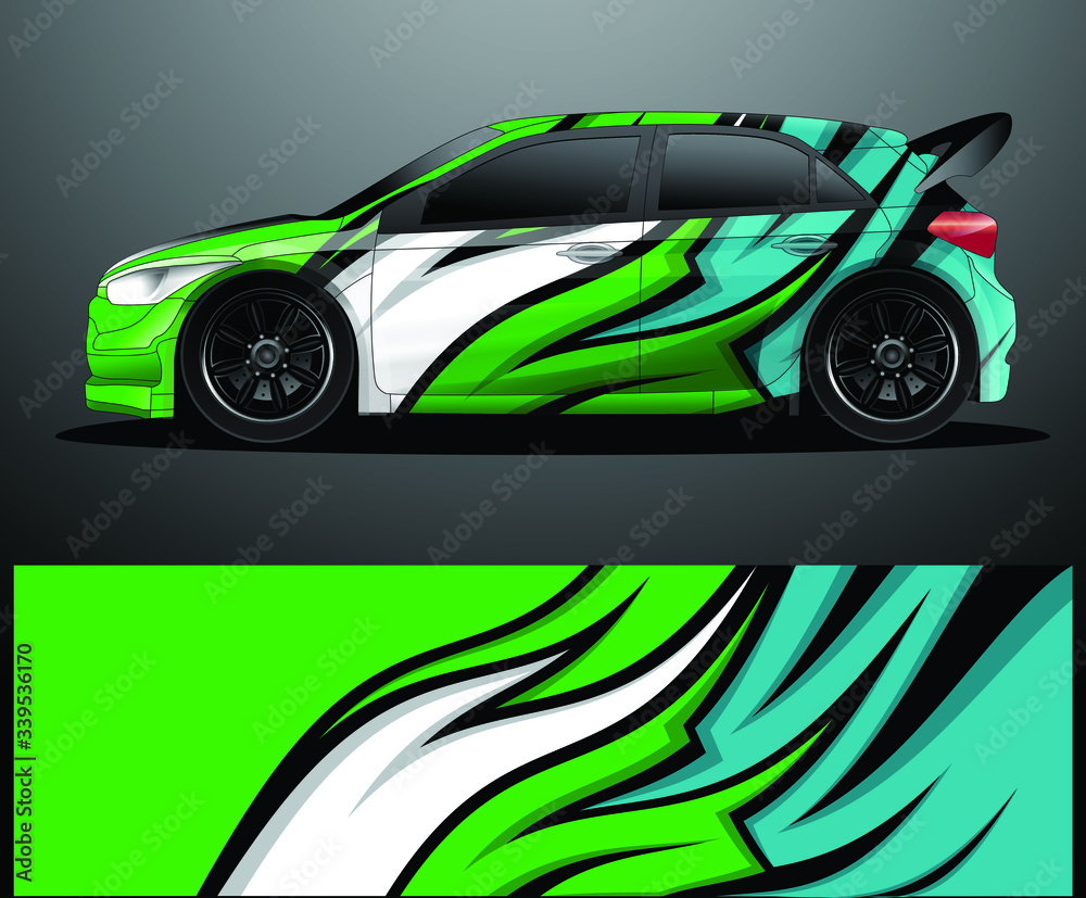 Rally car decal graphic wrap vector, abstract background