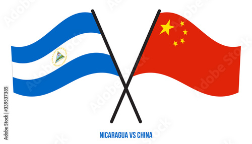 Free Download Nicaragua and China Flags Crossed And Waving Flat Style. Official Proportion. Correct Colors - GFXLoad