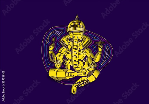 Polygon Style vector elephant God Ganesha. Illustration of Happy Ganesh Chaturthi.