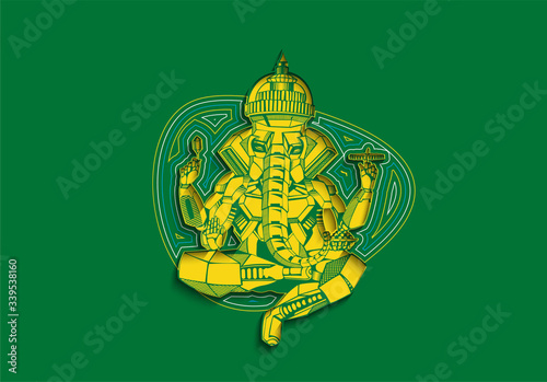 Polygon Style vector elephant God Ganesha. Illustration of Happy Ganesh Chaturthi.