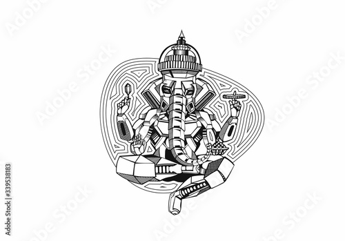 Polygon Style vector elephant God Ganesha. Illustration of Happy Ganesh Chaturthi.