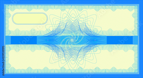 Voucher like a five hundred euro gift banknote blue color blank