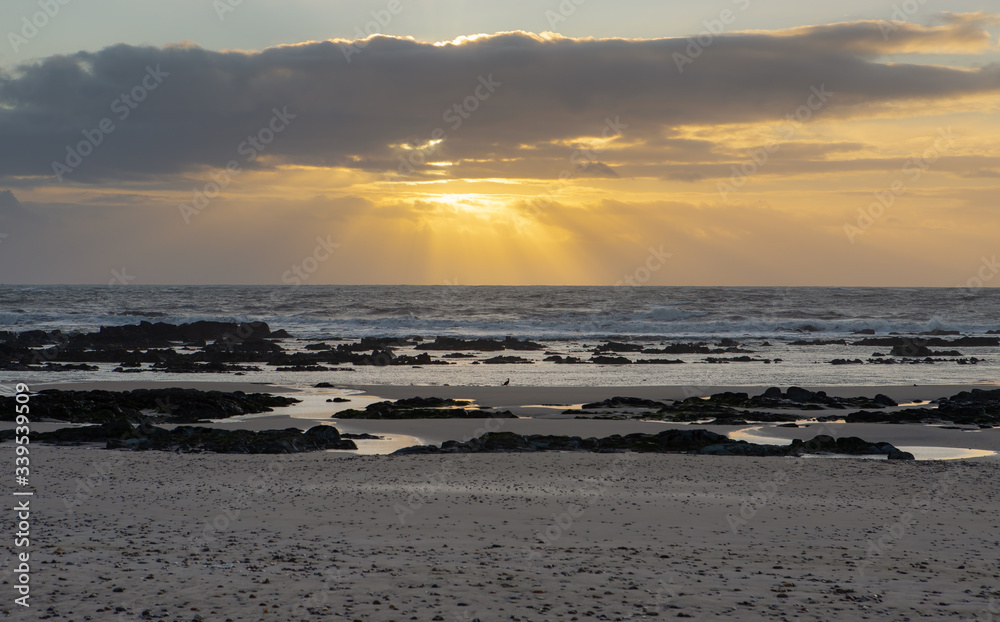 Beautiful beach sunset in Caminha outskirts, Viana do Castelo, Portugal Beautiful beach sunset in Caminha outskirts, Viana do Castelo, Portugal