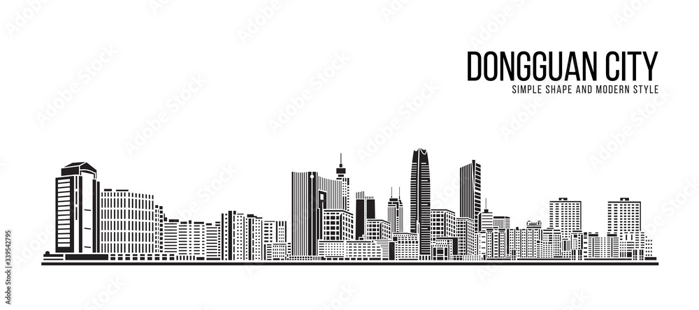 Cityscape Building Abstract Simple shape and modern style art Vector design - Dongguan city