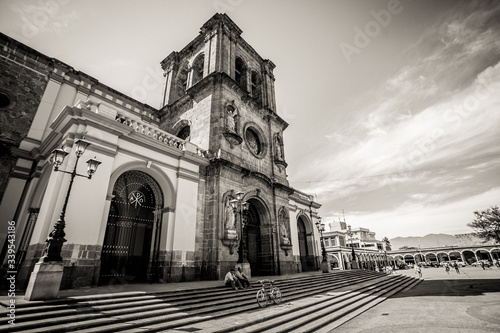 catedral de ciudad guzman jalisco en blanco y negro photo