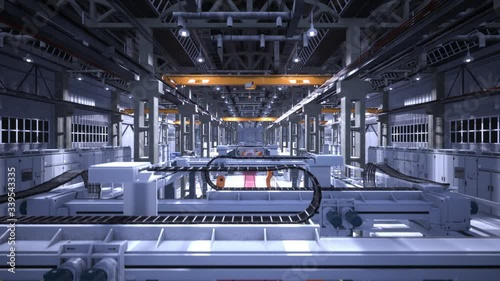 Robotic line at the futuristic factory