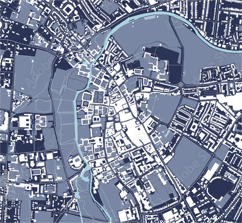 map of the city of Cambridge, Cambridgeshire, East of England, England, UK