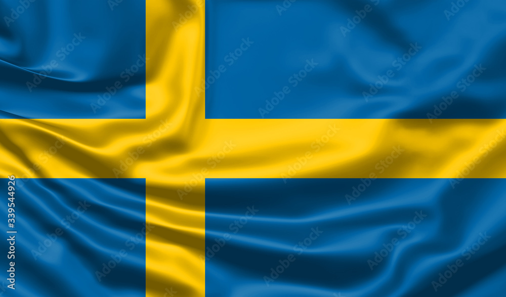 Realistic flag. Waving flag of the country of the European Union. 3d illustration Realistic flag. Waving flag of the country of the European Union. 3d illustration