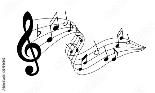 Illustration of musical notes on white background