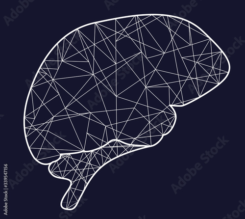 Illustration of human brain on dark blue background