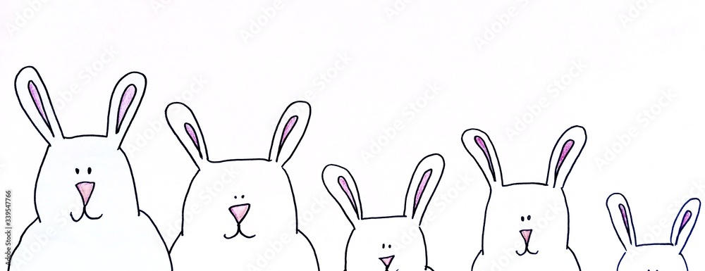 Fototapeta premium hand drawn rabbits on white background