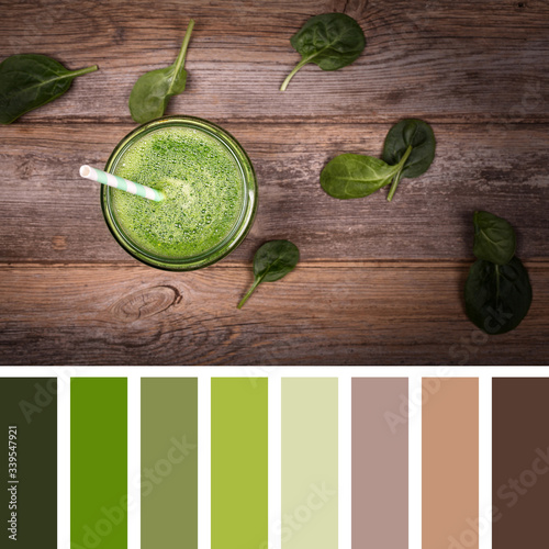 Green smoothie and spinach palette