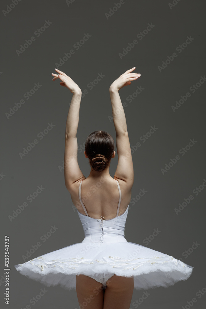 Fototapeta premium Young beautiful ballet dancer is posing in studio
