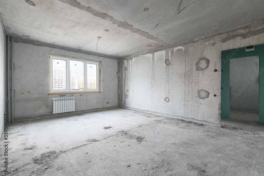 interior of the apartment without decoration in gray colors interior of the apartment without decoration in gray colors