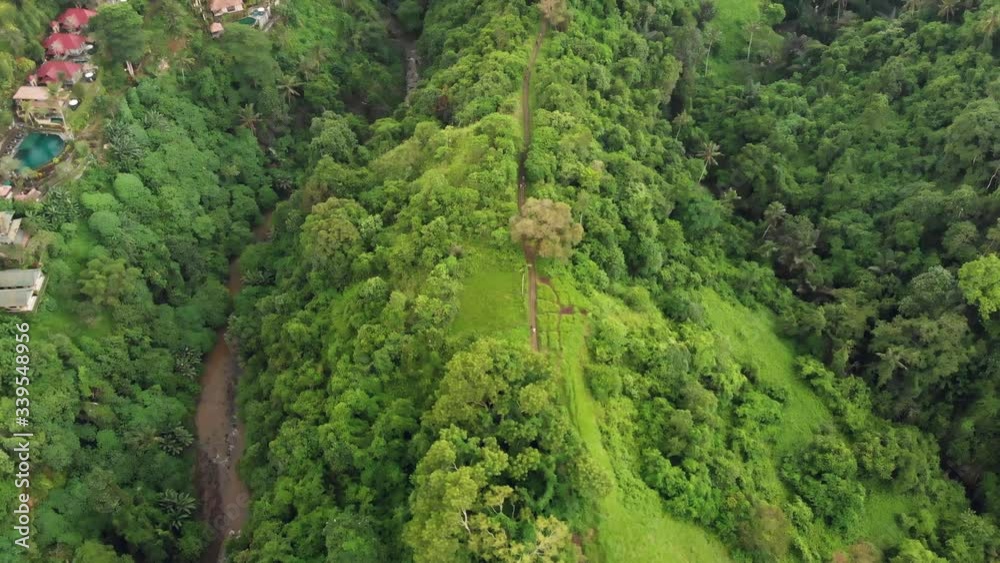 Aerial view of the Artists Walk Campuhan Ridge Walk in Ubud village, Bali island Aerial view of the Artists Walk Campuhan Ridge Walk in Ubud village, Bali island