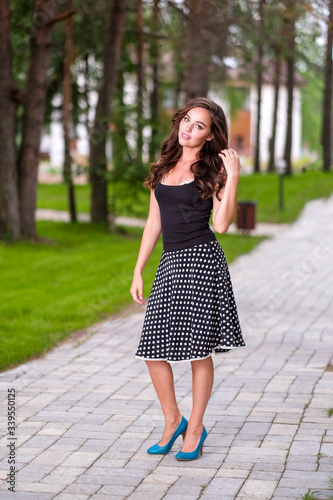 Beautiful girl walk in the park © fotiev