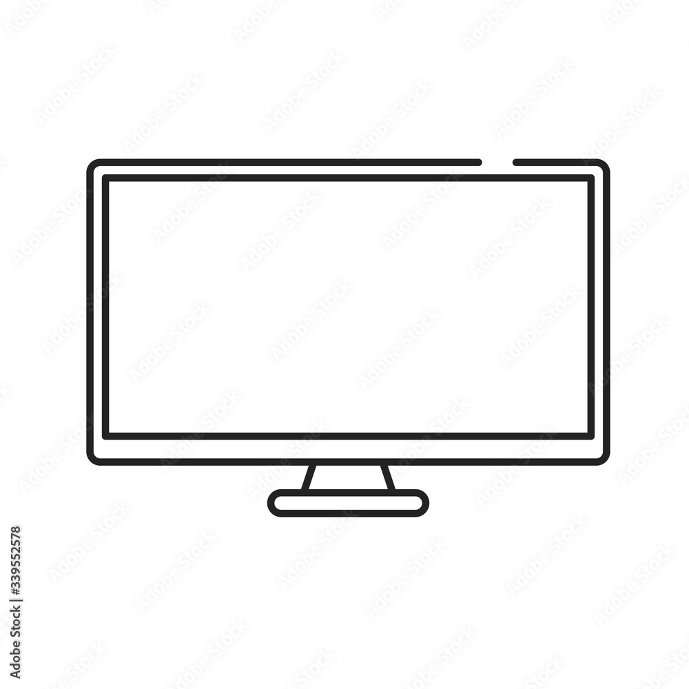 TV display black line icon. Electronic device. Pictogram for web page, mobile app, promo. Editable stroke