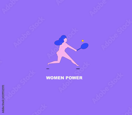 Silueta femenina golpeando una pelota de tenis con una raqueta.