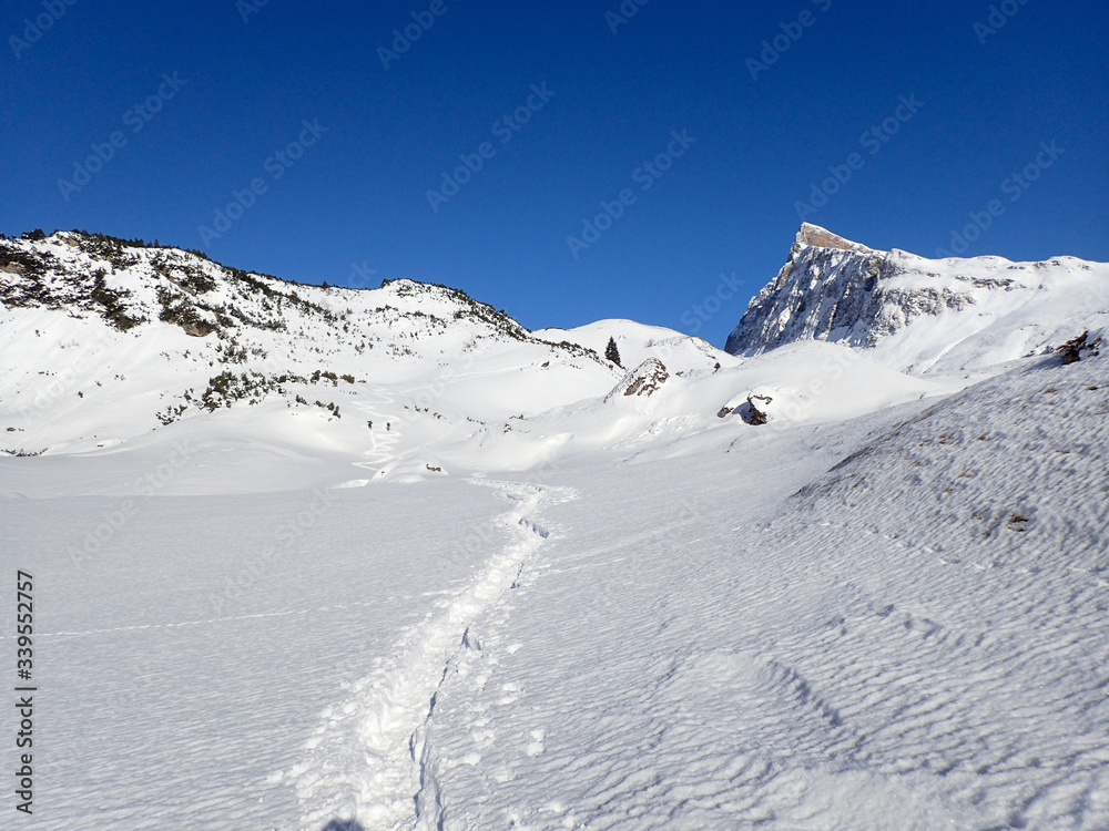 winter landscape of the mountains of the San Bernardino pass.