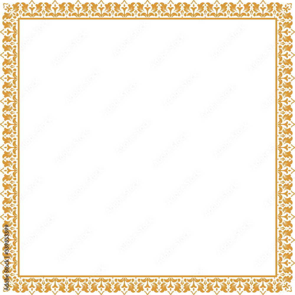 Decorative frame Elegant vector element for design in Eastern style, place for text. Floral golden border. Lace illustration for invitations and greeting cards. Decorative frame Elegant vector element for design in Eastern style, place for text. Floral golden border. Lace illustration for invitations and greeting cards.