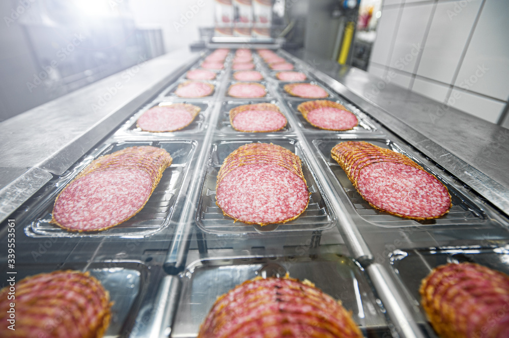 meat production - salami - packing line