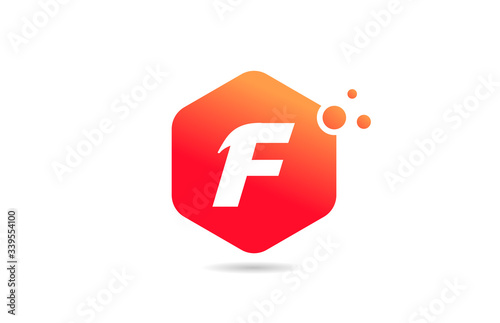 F alphabet letter logo icon design with orange colored rhombus for company and business
