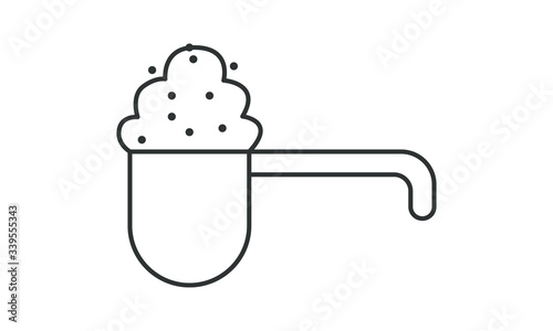 Scoop, gym, healthy, lifting, powder, protein, scooper, clean, cup, sweet, cream, washing, detergent, measuring, laundry, wash free vector icon