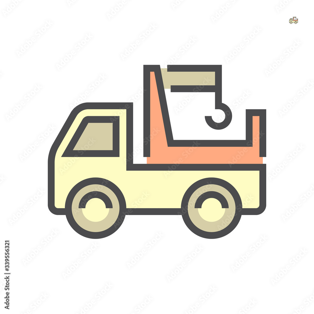 Crane and truck icon, 64x64 perfect pixel and editable stroke.