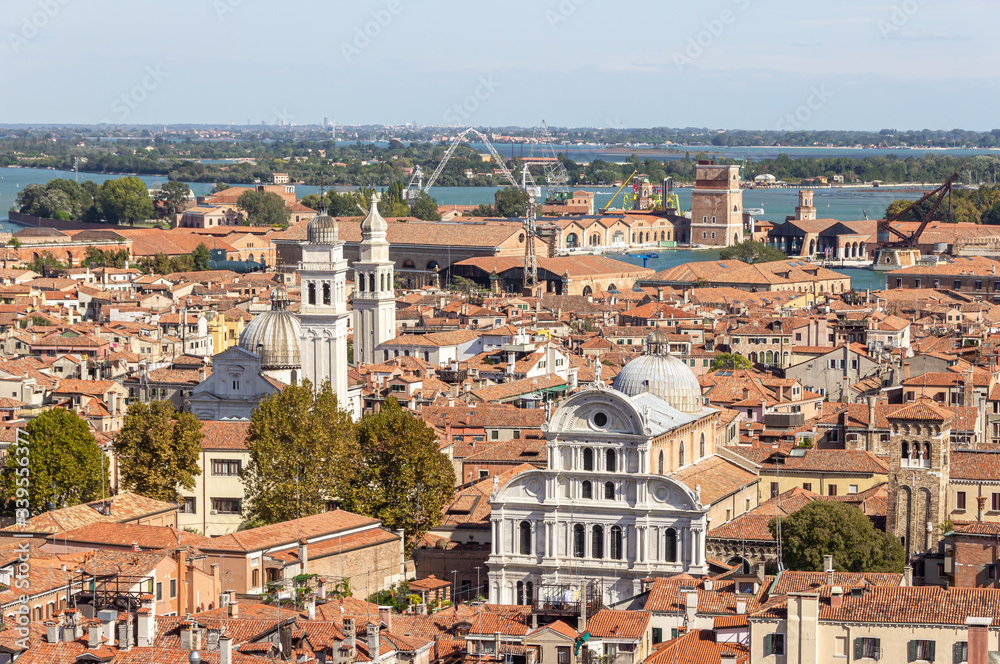 Old  town of Venice. View from the bell tower Campanile di San Marco in Verona, Italy