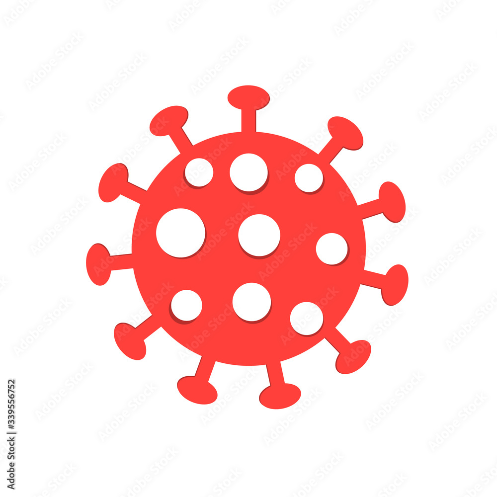 Red Vector Covid-19 Coronavirus infection/virus icon. Flet icon of virus, symbol of disease and quarantine. Red Vector Covid-19 Coronavirus infection/virus icon. Flet icon of virus, symbol of disease and quarantine.