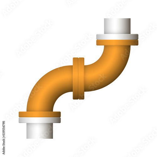 Pipe vector icon. Connection by flange fitting. Part for pipeline construction to transportation water, oil and gas. Also for water supply infrastructure, wastewater treatment, plumbing and irrigation