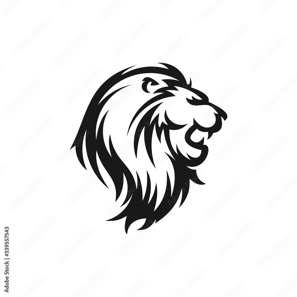 Head Lion Line Art Logo, Wild Lion Vector Icon Logo Template