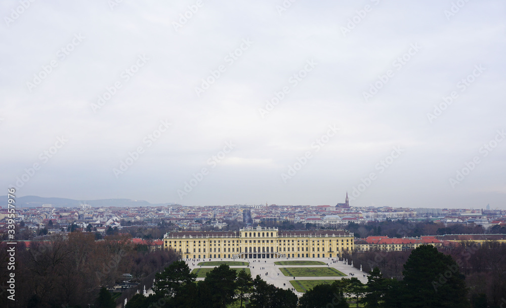 Schonbrunn Palace and Vienna photographed from above