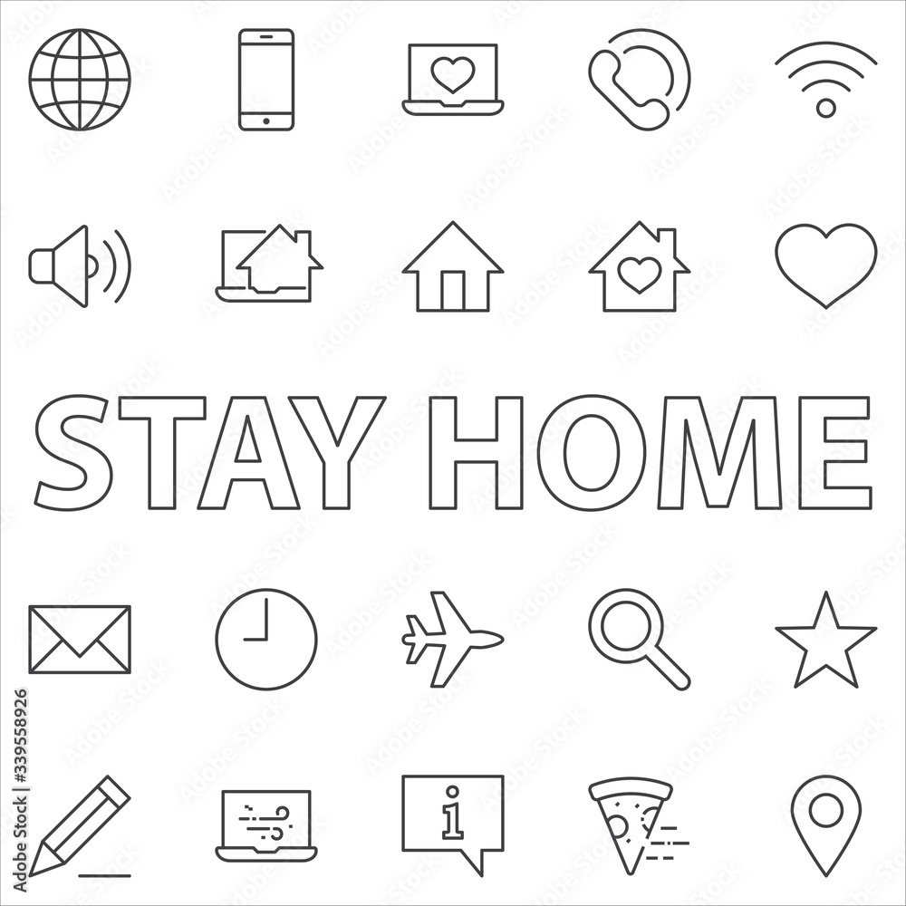 Set of Web Vector Line Icons. Contains such Icons as Globe, Wi-fi, Home, Heart, Phone, Pencil, Time Clock, Star and more. Editable Stroke. 32x32 Pixels