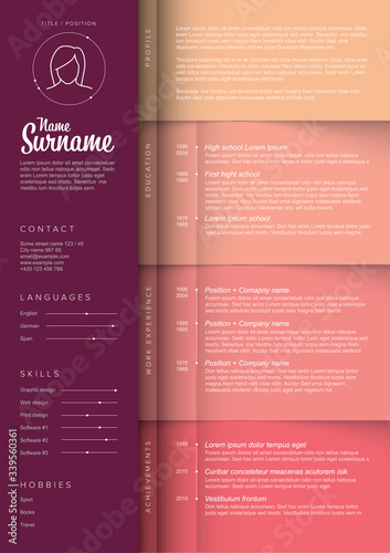 Minimalist pink girlish resume cv template