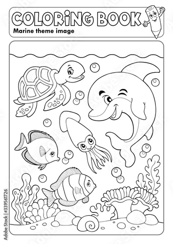 Coloring book marine life theme 3