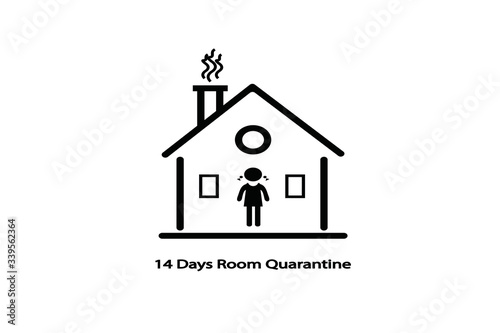 14 days home quarantine icon.Prevention of viral outbreaks by detention or lock yourself inside the house 14 days icon. protect corona-virus or COVID-19 infection concept.