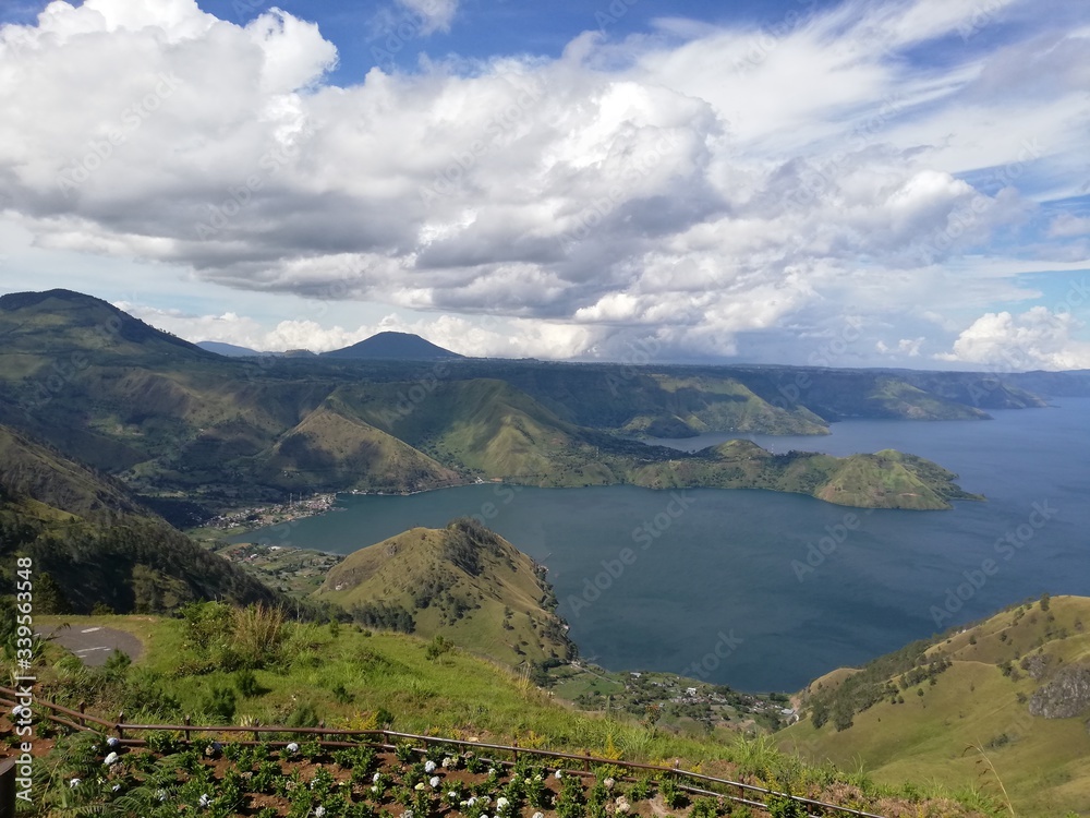 view of Lake Toba from Indonesia's Simalem hills