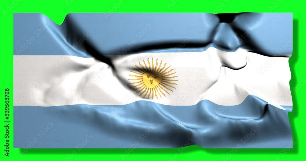 Green screen hiper realistic loop of Argentina flag waving in the wind argentinian flag fluttering with highly detailed fabric texture animation 4k