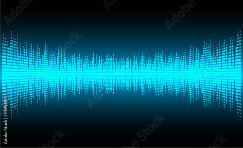 Sound waves oscillating dark blue light