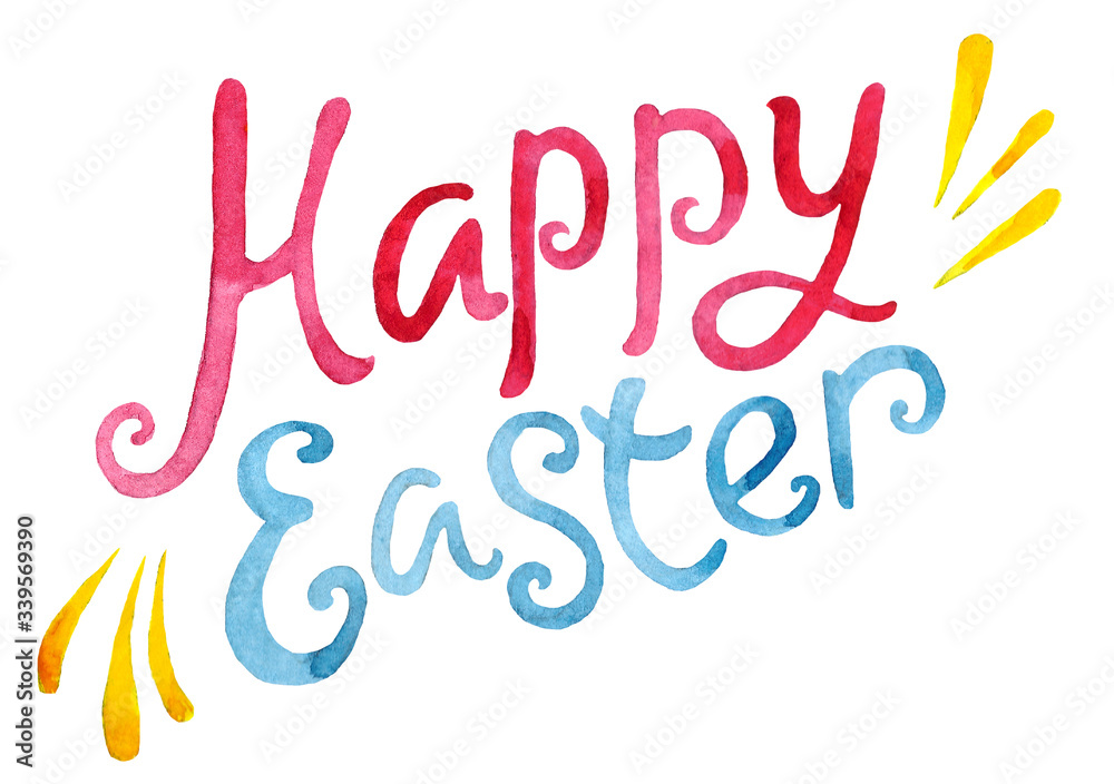 Obraz premium happy easter lettering and painting eggs