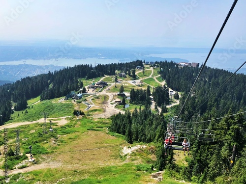 Cable car  Grouse Mountain , Vancouver view , Canada 