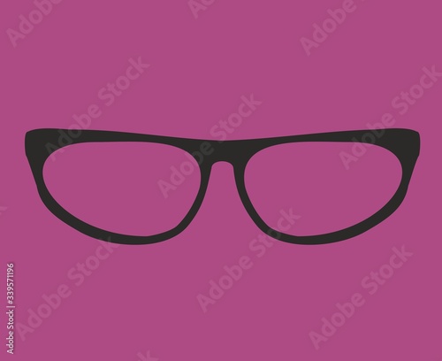 Black secretary vector glasses on violet background