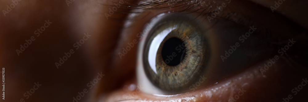 Male gray green colored left eye in low light technique