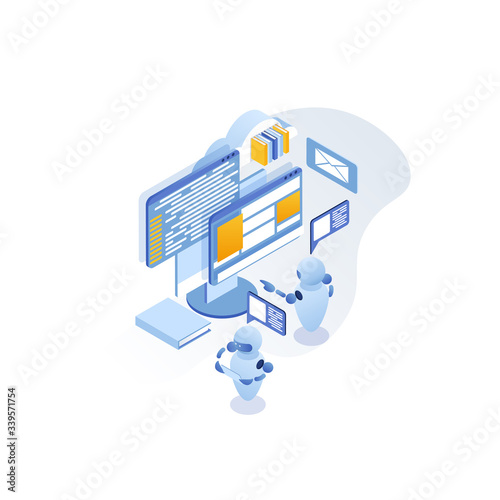 Distance learning. Robotization and automation. Online training. Software development. - Vector