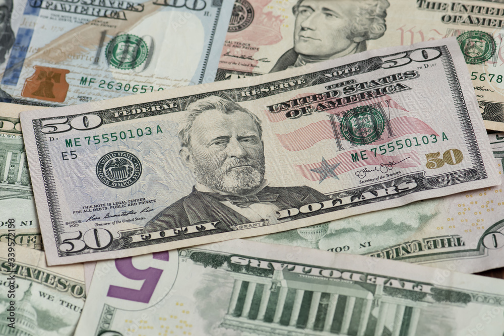 Different banknotes of american dollars Different banknotes of american dollars